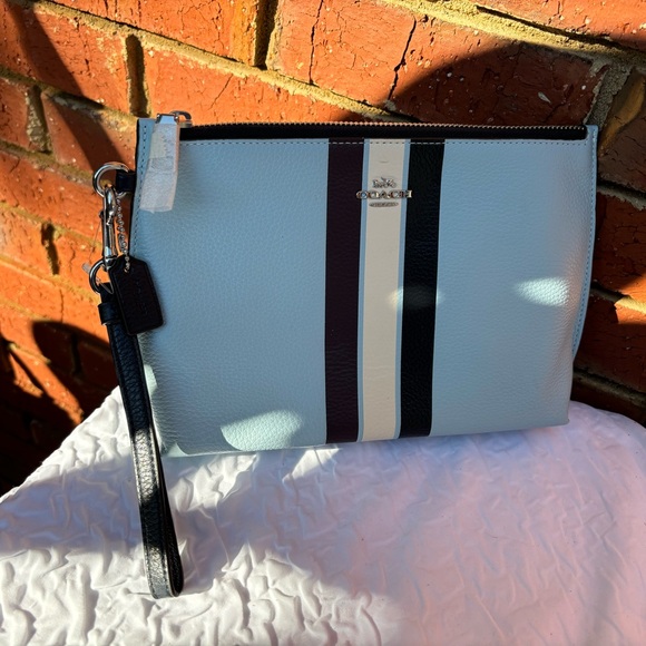 Coach Blue striped wristlet Pouch - Picture 2 of 7